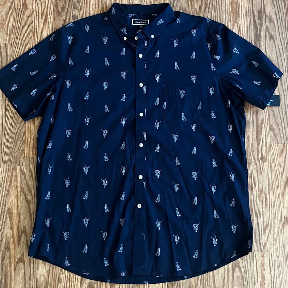 Men's Lobster-Print Poplin Shirt Size XXL